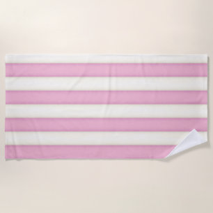 Pink & White Victorian Stripes Cottage Style Beach Towel