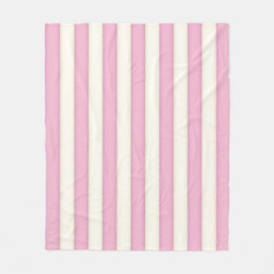 Pink & White Victorian Stripes Cottage Style Fleec Fleece Blanket