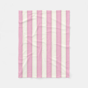 Pink & White Victorian Stripes Cottage Style Fleec Fleece Blanket