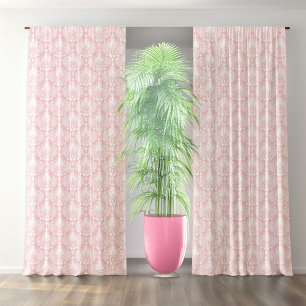 Pink & white vintage floral damasks pattern blackout curtains
