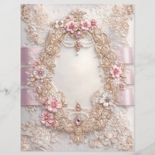 Pink White Vintage Junk Journal Scrapbook Paper