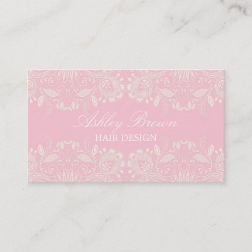 Pink &amp; White Vintage Lace Business Card