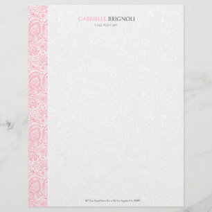 Pink & White Vintage Paisley Pattern Letterhead