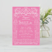 Pink & White Vintage Victorian Deco Sweet 16 Party Invitation (Standing Front)