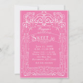 Pink & White Vintage Victorian Deco Sweet 16 Party Invitation (Front)