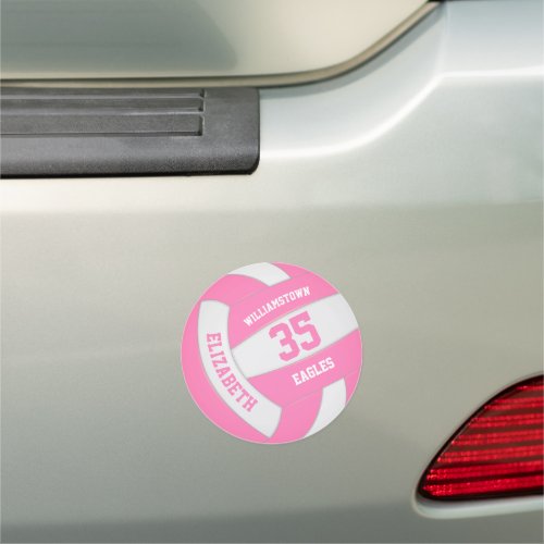 pink white volleyball team spirit gifts girls car magnet