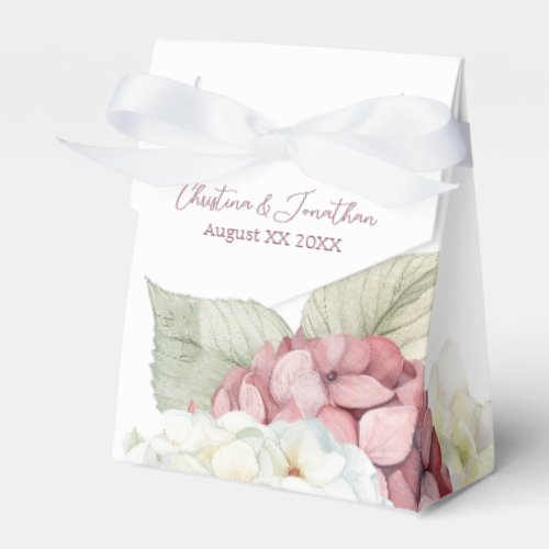 Pink  White Watercolor Hydrangea Flowers Favor Boxes