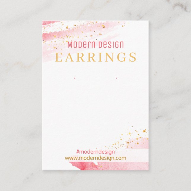 Pink White Watercolor Jewelry Display Packaging Business Card (Front)
