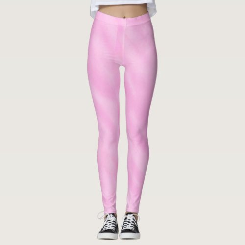 Pink White Watercolor Wash Leggings