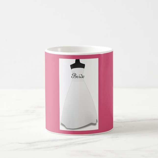 Pink & White Wedding Dress Bride Mug (Center)