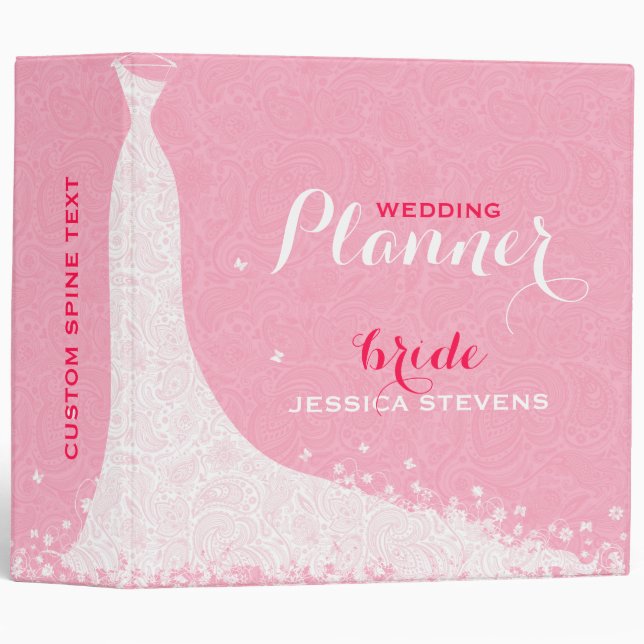 Pink & White Wedding Dress & Vintage Paisley lace Binder (Front/Spine)