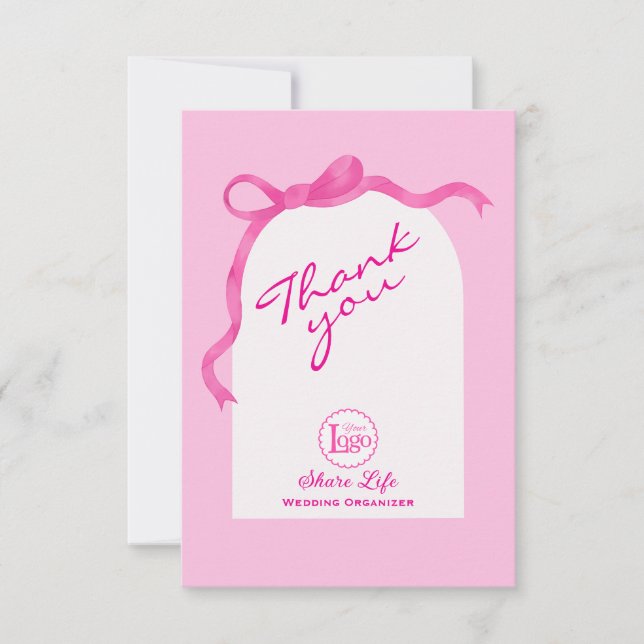 Pink White Wedding Organizer Business Thank you (Front)