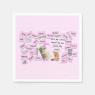 Pink & White Wedding Paper Napkins