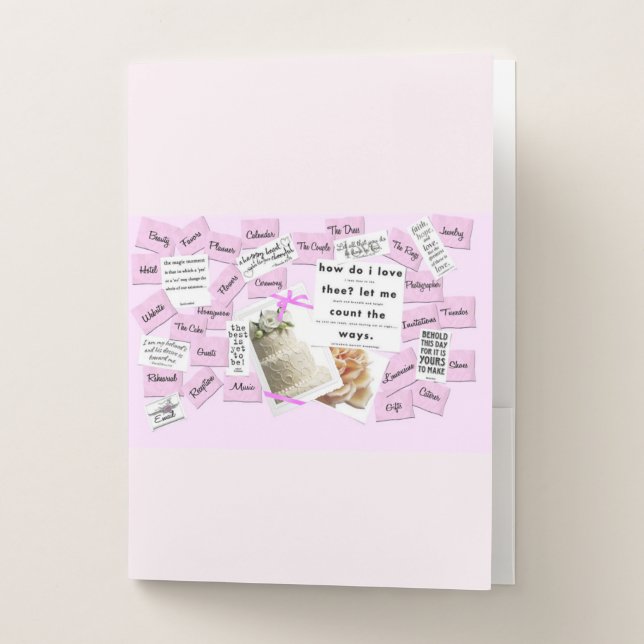 Pink & White Wedding Planner Bride File Folders (Front)