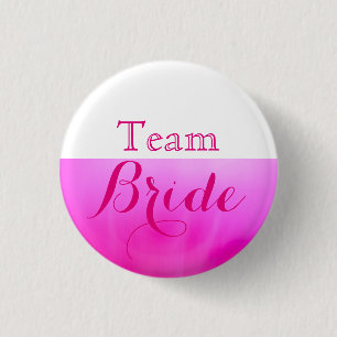 Pink & White Wedding Team Bride Pinback Button