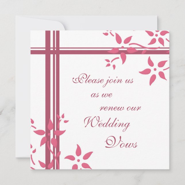 Pink & White Wedding Vow Renewal Invitations (Front)