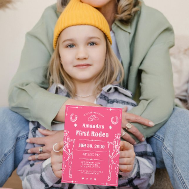 Pink & white western theme girls birthday party save the date (Creator Uploaded)