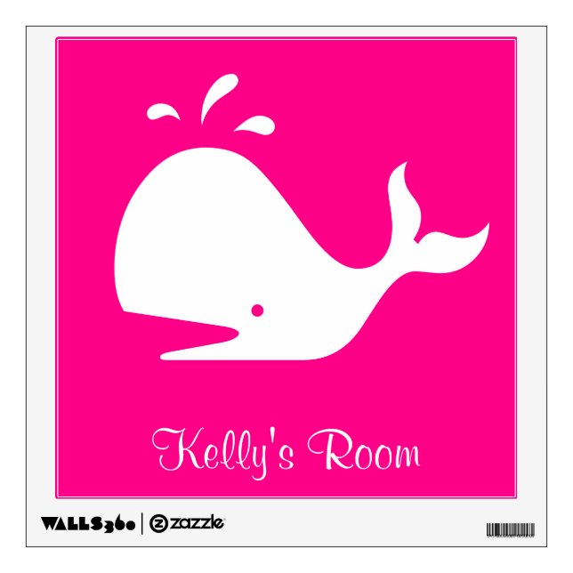 Pink White Whale 4Kelly (Name) Wall Decal (Front)