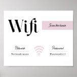 Pink &amp; White Wifi Password And Network Sign at Zazzle