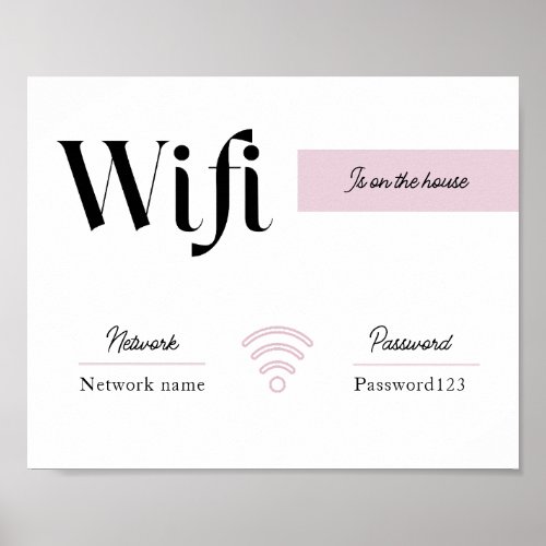 Pink  White Wifi Password and Network Sign