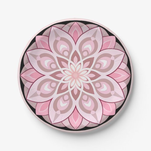 Pink White with Black Edge Pattern Paper Plates