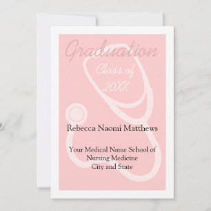 Pink/White Women's Health Graduation Announcement