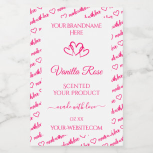 Pink White Word Cloud Frame Product Labels Hearts