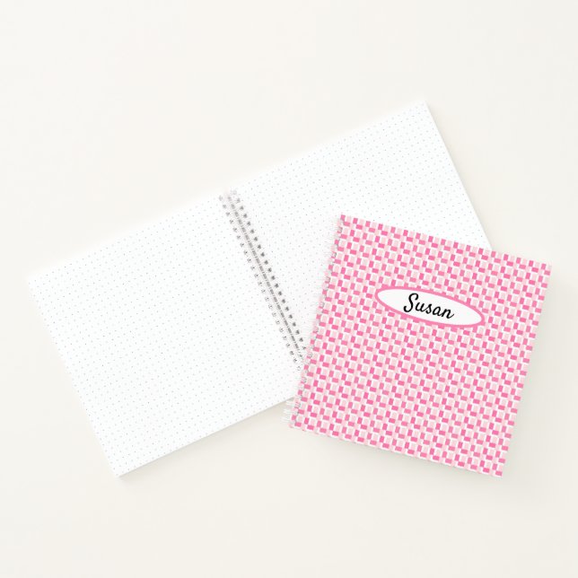 Pink White Woven Checks Bullet Journal (Inside)