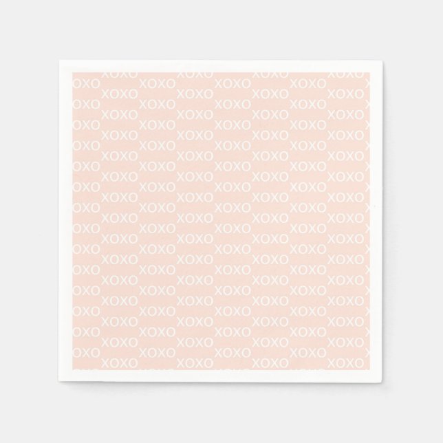 Pink & White xoxo Valentine's Party Napkins (Front)