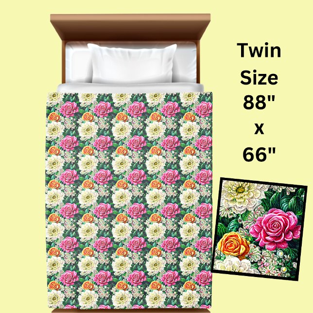 Pink White Yellow Flowers Floral Duvet Cover (Creator Uploaded)