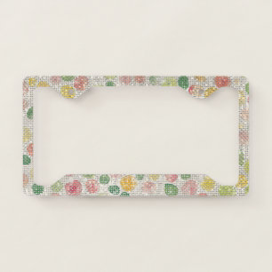 Pink White Yellow Green Fruit Sparkle License Plate Frame