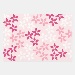 Pink White Yellow Purple Floral Pattern Wrapping Paper Sheets