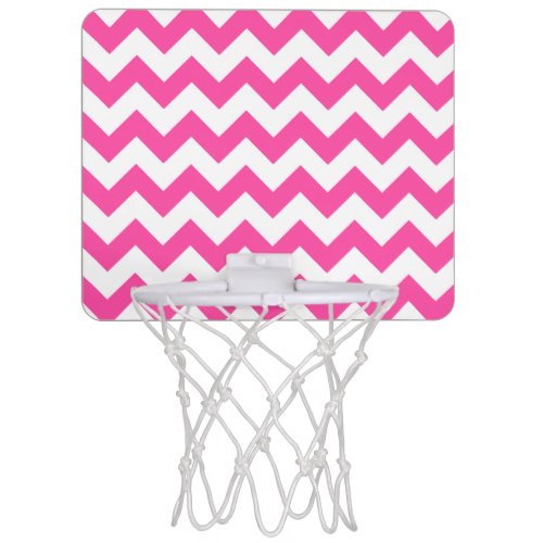 Pink White Zigzag Chevron Pattern Girly Mini Basketball Hoop