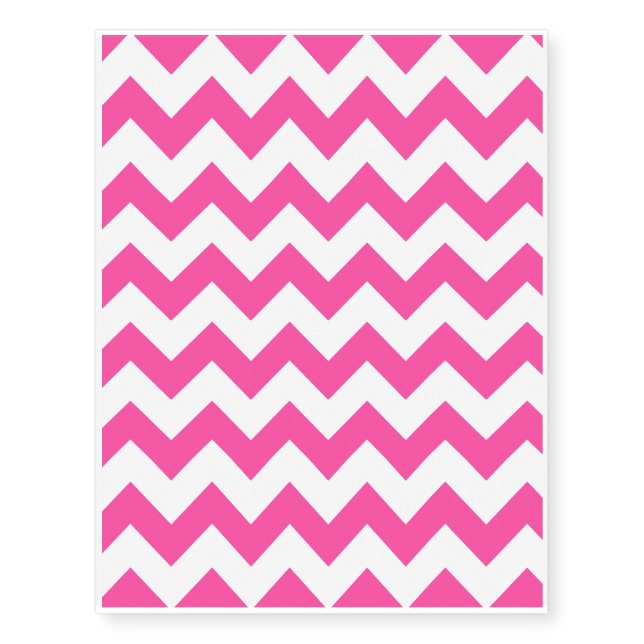 Pink White Zigzag Chevron Pattern Girly Temporary Tattoos (Front)