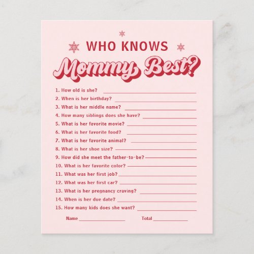 Pink Who Knows Mommy Best Baby Girl Shower Game