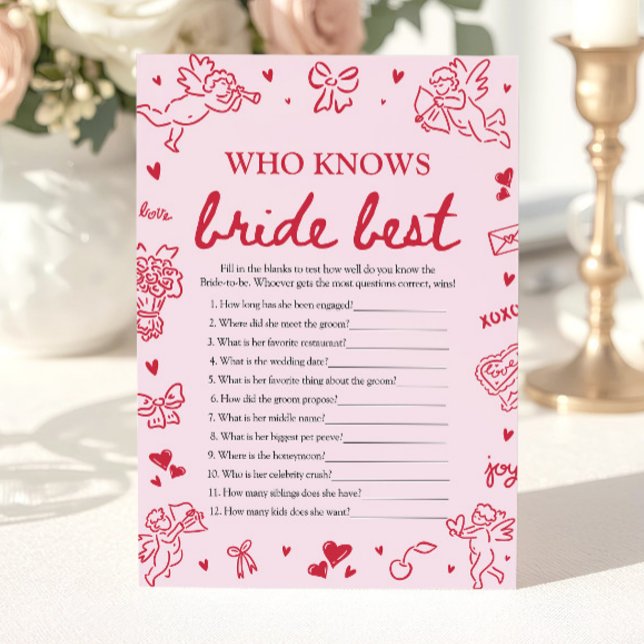 Pink Who Knows The Bride Best Bridal Shower Game Invitation (Pink Who Knows The Bride Best Bridal Shower Game)