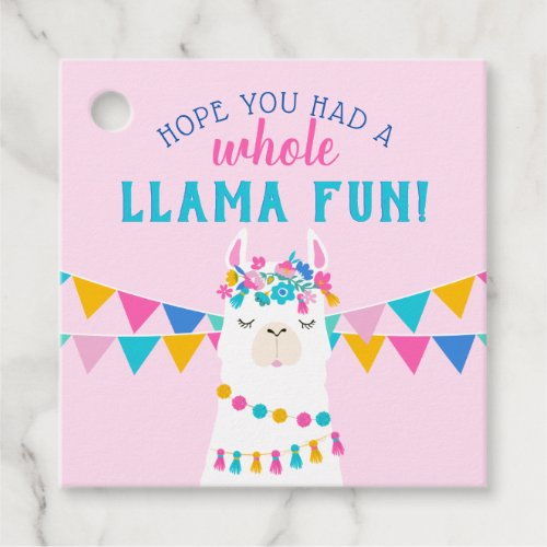 Pink Whole Llama Fun Birthday Party Favor Tags