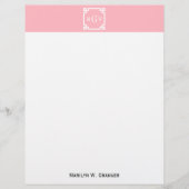 Pink Wht Greek Key #2 Framed 3 Init Monogram (Front)