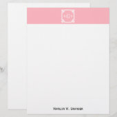 Pink Wht Greek Key #2 Framed 3 Init Monogram (Front/Back)