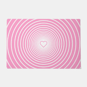 Pink Whte Striped Doormat Heart or Choose Colors