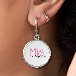 Pink Wife Bride Mrs Wedding Anniversary Earrings