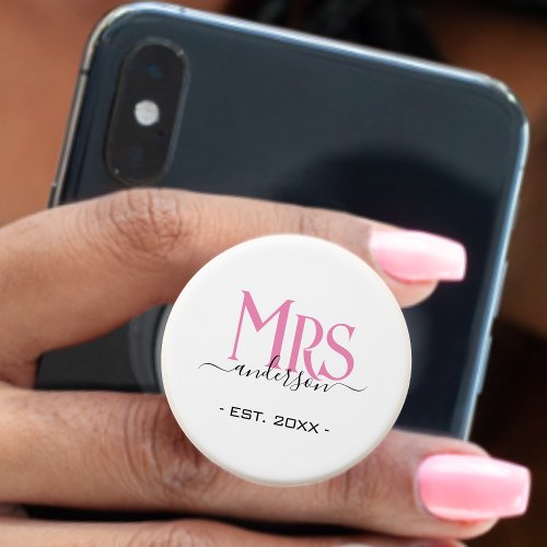 Pink Wife Bride Mrs Wedding Anniversary PopSocket