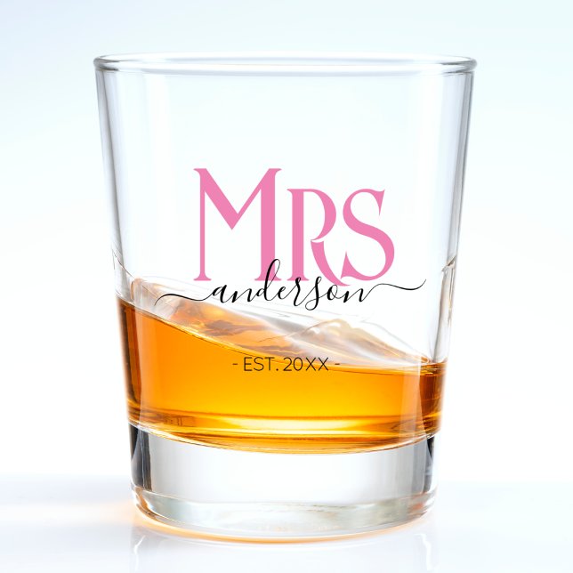 Pink Wife Bride Mrs Wedding Anniversary Shot Glass (Creator Uploaded)