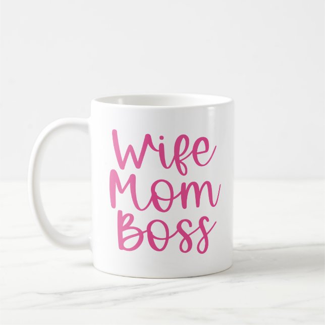 Pink Wife Mom Boss Mug for Mom (Left)