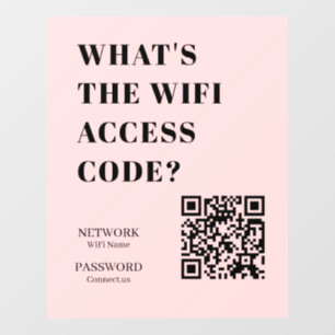 Pink WiFi QR Custom Network Password Display Wall Decal