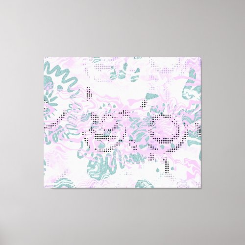 Pink Wiggle lines pouring black dots noise effects Canvas Print