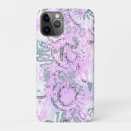 Pink Wiggle lines pouring black dots noise effects iPhone 11 Pro Case