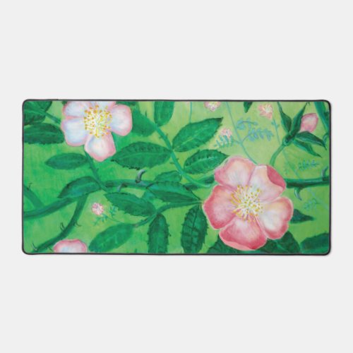 Pink Wild Dog Rose Rosa Canina  Secret Garden Desk Mat