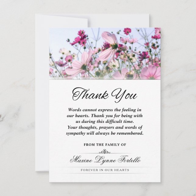 Pink Wild Flower Field Thank You Sympathy (Front)