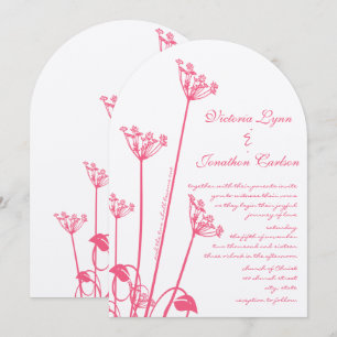 Pink Wild Flower Swirl Wedding Invitation